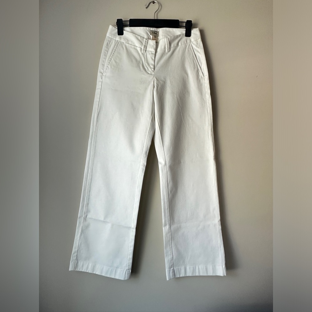 LL Bean White Chino Wide Leg Pants